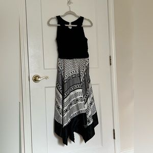 Black and White Patterned Flowy Dress